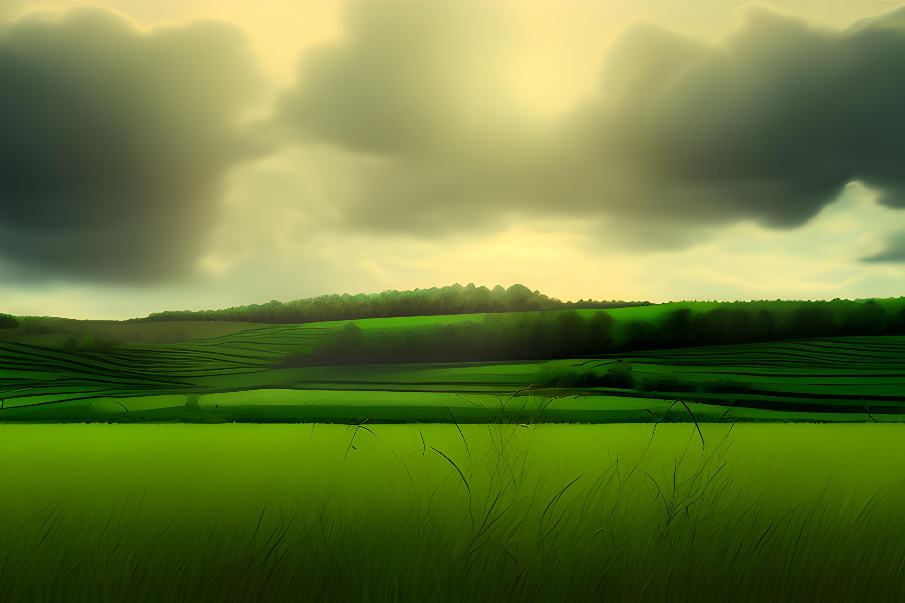 A field in a typical Irish setting. Day setting.